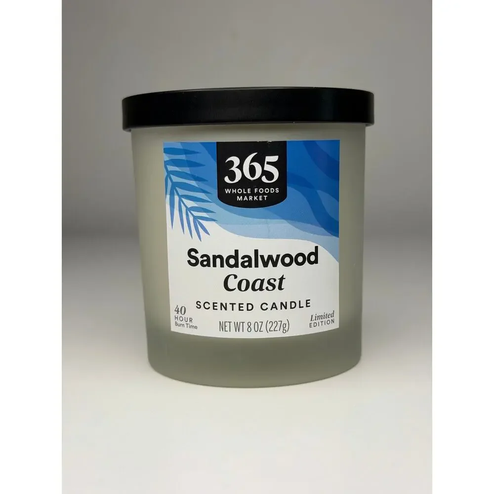 365 Whole Foods Market Sandalwood Coast Candle, Soy Wax 20 Hours Limited Edition